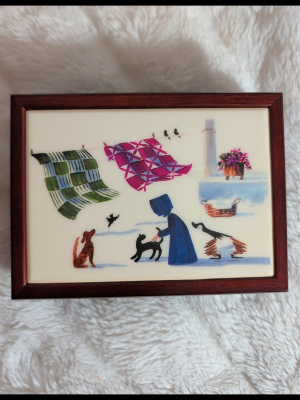 Vintage Graphic Art Tiles Cherry Music Jewelry Box 'My Favorite Things'